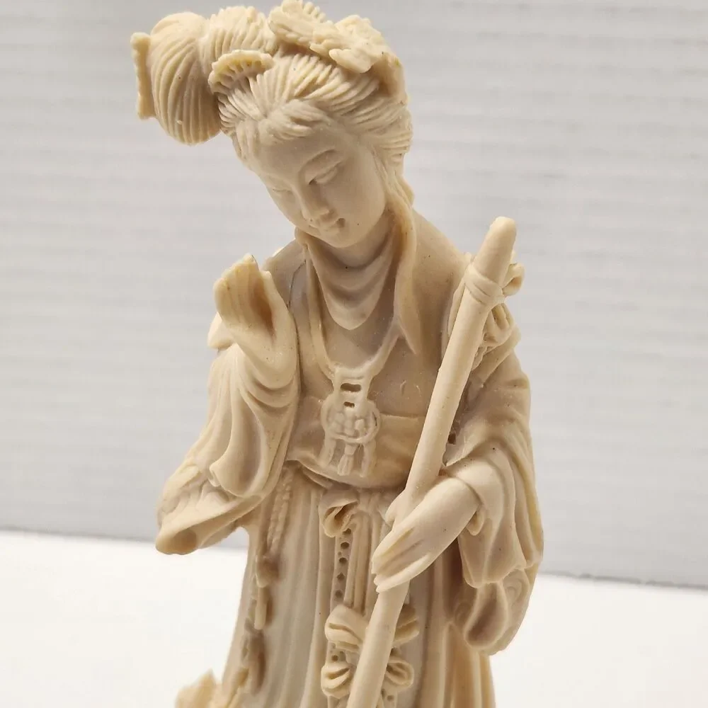 Set of 3 Chinese Resin Maiden Figurines Statues 7.5” Vintage